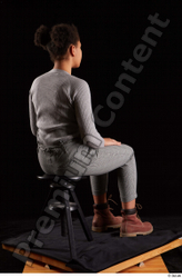 Whole Body Woman Black Sweatshirt Trousers Average Sitting Studio photo references